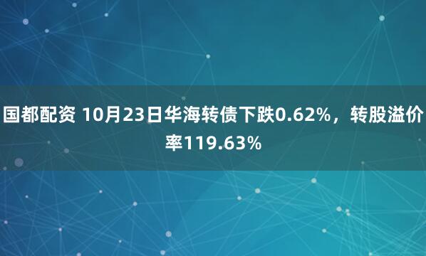 国都配资 10月23日华海转债下跌0.62%，转股溢价率119.63%